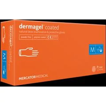 Kesztyű Dermagel púdermentes latex L (érdesített tenyérrész) 100db-os
