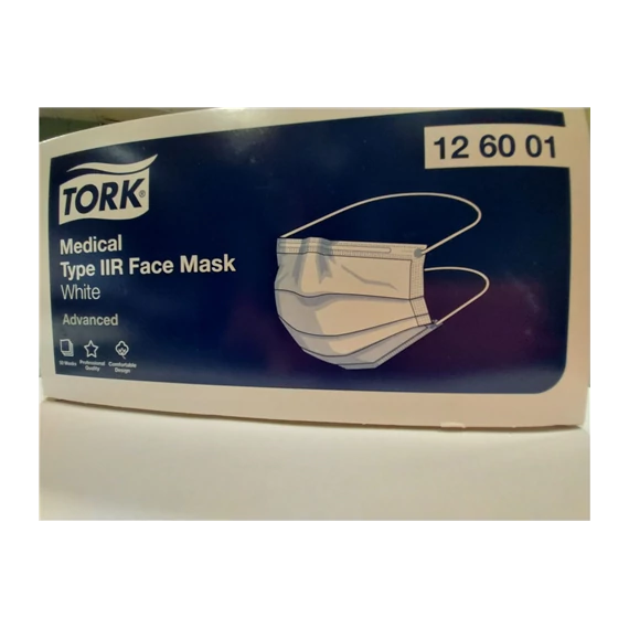 Szájmaszk gumis 50 db fehér IIR (hátul gumis) TORK