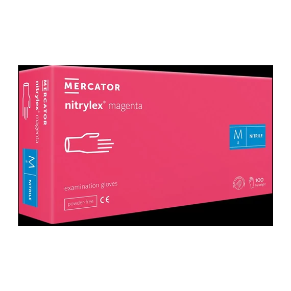Kesztyű NITRYLEX Magenta M 100db-os
