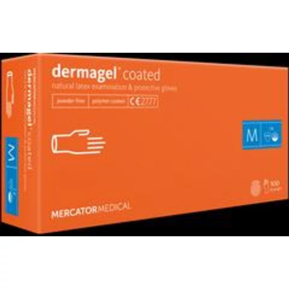Kesztyű Dermagel púdermentes latex S (érdesített tenyérrész) 100db-os