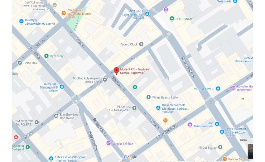 Térkép, amely az fizikai üzletet és környékét mutatja.
